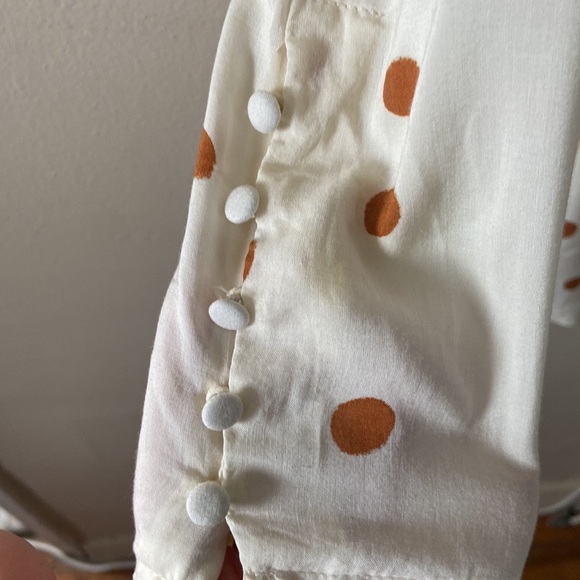 Free People Floral Polka dot  Mini Dress new size XS long sleeve Cream  yellow - Picture 5 of 8